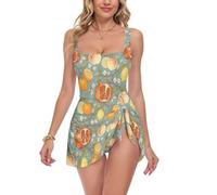 voucong Retro Lemon Melograno William Morris Gonna Staccabile Un Pezzo Costumi Da Bagno Dimagrante Dimagrante, William Morris - Melograno al limone retrò, XL