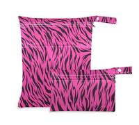 voucong Sacchetti bagnati lavabili con pelle di animale, leopardo, viola, nero, confezione da 2 pezzi essenziali da viaggio per bambini, con manici per asilo nido