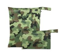 voucong Sacchetti impermeabili con cerniera, colore verde mimetico, confezione da 2, essenziali da viaggio per volare con manici per fare il bagno
