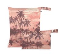 voucong Sacchetti lavabili da spiaggia romantici rosa retrò per bambini, confezione da 2 pezzi essenziali da viaggio per bambini con manici per viaggiare