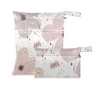 voucong Sacchetti riutilizzabili con fiori grigi per viaggi, confezione da 2, essenziali da viaggio per bambini, con manici per la spiaggia