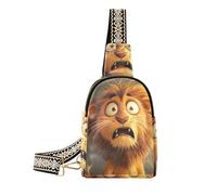 voucong Sacchetto di spalla impermeabile della paura del leone divertente del fumetto alla moda per le donne per il viaggio, Cartone animato divertente Lion Paura, 1 size
