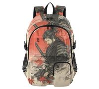 voucong Samurai giapponese Maple Leaf Grande zaino da viaggio per le donne Samurai giapponesi Foglia d'acero Borsa per la scuola per ragazze adolescenti Zaino da 44,5 cm zaino universitario leggero