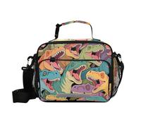 voucong Scatola di pranzo a forma di dinosauro animale del fumetto di colore per le donne con la tracolla Tote Bag per l'uomo