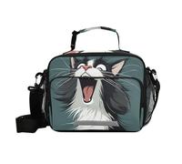 voucong Scatola portapranzo per adulti con divertente gatto norvegese Safari con tracolla isolata per ragazzi universitari