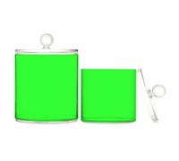 voucong Scatole portaoggetti in plastica trasparente tinta unita lime, con coperchio, per cassettiera essenziale, contenitore decorativo per filo interdentale, confezione da 2