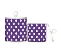 voucong Scatole portaoggetti in plastica trasparente viola a pois con coperchio, elementi essenziali per il bagno, decorativi, per riporre il filo interdentale, confezione da 2