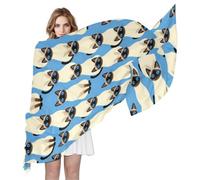 voucong Sciarpa di seta blu gatti siamesi 70 "x 35" sciarpe collo lungo e grande per le donne per la primavera bufanda para mujer