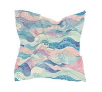 voucong Sciarpa di seta da donna alla moda leggera Square Satin sciarpe e involucri per le donne per la sera Onde Anime giapponese
