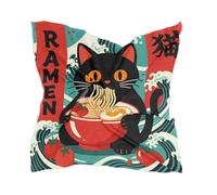 voucong Sciarpa di seta moda donna lunga e grande fascia quadrata in raso per le donne per l'inverno Anime Cat Ramen onda giapponese