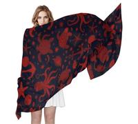 voucong Sea Life Pattern polipodi Pesce sciarpa di seta 70 "x 35" sciarpa collo carino per le donne per la sera bufanda elegante para mujer