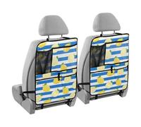 voucong Seggiolino auto blu bianco a righe frutta limone con tablet contiene 2 confezioni posteriore del sedile auto organizer per bambini tappetini per bambini