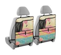 voucong Seggiolino auto Cartoon Flamingo River con tablet contiene 2 confezioni posteriore del sedile auto organizzatore Kid Kick Mat con tasche