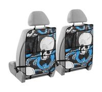 voucong Seggiolino auto Halloween teschio bianco e nero blu animale mare con tablet contiene 2 confezioni posteriore del sedile organizer per auto per bambini tappetini per bambini
