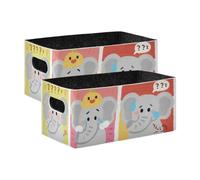 voucong Set di 2 cesti decorativi con elefanti grigi, per scaffale, armadio, libreria, portaoggetti, 2 pezzi