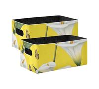 voucong - Set di 2 cesti pieghevoli a forma di giglio di cala, colore giallo, per organizzare libri, scaffali, armadio