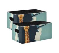 voucong Set di 2 contenitori da parete divertenti a forma di giraffa per dispense, mensole, cassetti, armadietto, aula, ufficio
