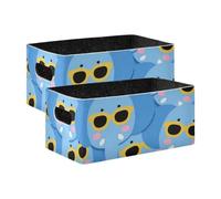 voucong Set di 2 contenitori decorativi per camera da letto, soggiorno, bagno, scaffali, motivo elefante, colore: blu