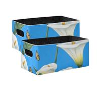 voucong - Set di 2 cubi portaoggetti in tessuto a giglio di cala, colore blu, per camera da letto, ufficio, armadio, vestiti