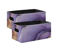 voucong Set di 2 cubi portaoggetti in tessuto marmorizzato color argento e viola per dispense, mensole, cassetti, armadietto, aula, ufficio