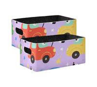 Voucong - Set di 2 cubi portaoggetti per auto, motivo cartone animato, viola, per mensole, cassetti, computer, sala giochi, aula, ufficio