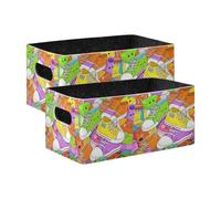 voucong - Set di 2 cubi portaoggetti per scarpe da cartone animato, pieghevoli, per scaffali, cassetti, computer, sala giochi, aula, ufficio