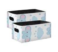 voucong Set di 2 grandi cestini decorativi a forma di elefante blu per armadio, mensole, cassettiera