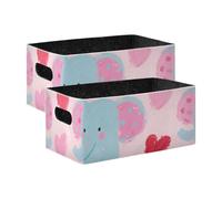 voucong Set di 2 grandi contenitori decorativi per armadietti, mensole, cassettiere, motivo: elefante blu