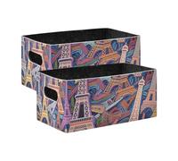 voucong Set di 2 scatole colorate a forma di torre Eiffel per organizzare vestiti, jeans, libri