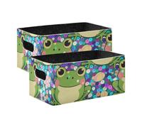 voucong Set di 2 scatole di immagazzinaggio a forma di rana glitterata per vestiti da armadio, colore: Viola