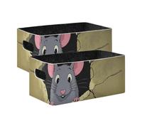 voucong Set di 2 scatole di immagazzinaggio da parete divertenti a forma di animale del fumetto marrone per organizzare libri, scaffali, armadi