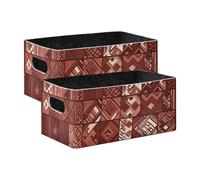voucong Set di 2 scatole di immagazzinaggio pieghevoli in stile bohémien marrone rossastro con texture regolare, per dispense, mensole, cassetti, armadietto, aula, ufficio