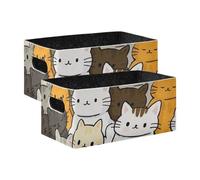 voucong Set di 2 scatole portaoggetti a forma di gatto carino cartone animato per organizzare libri, scaffali, armadi