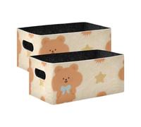 voucong Set di 2 scatole portaoggetti a forma di orso marrone per camera da letto, soggiorno, bagno, scaffali