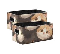 voucong Set di 2 scatole portaoggetti a forma di simpatiche teste di gatto per armadio