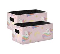 voucong Set di 2 scatole portaoggetti a forma di unicorno arcobaleno per organizzare i vestiti