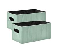 voucong Set di 2 scatole portaoggetti pieghevoli a forma di cubo vintage con texture di legno verde a righe per organizzare scaffali, armadi, armadi