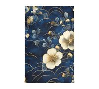 voucong Set di 6 strofinacci blu e oro retrò con fiori romantici, morbidi piatti per lavare i piatti, 71 x 45,7 cm