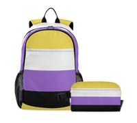 voucong Set zaino e borsa per il pranzo per ragazze adolescenti bandiera non binaria Pride Nb Nonbinary Pride Lgbt School Zaini per ragazze con contenitore per il pranzo 9-10 anni