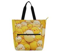 voucong Simpatica borsa per libri per bambini con pollo in stile cartone animato, per bambini, studenti, adulti, grande, resistente, per insegnanti, biblioteca, scuola, shopping, viaggi