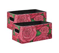 voucong Simpatici cubi portaoggetti a forma di rosa con fiori in stile cartone animato, confezione da 2 cubi, organizer per