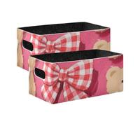 voucong Simpatici cubi portaoggetti in tessuto a forma di orsetto, in stile cartone animato, confezione da 2, per abbigliamento, jeans, libri