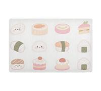 voucong Simpatico cartone animato bianco Sushi palle di riso a basso profilo tappetini 81,3 x 50,8 cm retro in gomma antiscivolo ultra sottile per ingresso anteriore interno esterno vacanza ingresso