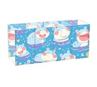voucong Simpatico cartone animato blu ippopotamo acrilico portapenne per bambini 4 scomparti in plastica trasparente cancelleria organizzatore per ufficio