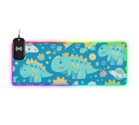 voucong Simpatico cartone animato infantile blu Dino Wirel ricarica incandescente scrivania pad per tastiera e mouse desktop multifunzionale 30,6 x 15,7 pollici tappetino per il mouse per laptop