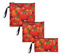 voucong Simpatico cartone animato pomodoro vegetale 3 pz sacchetti riutilizzabili snack e sandwich sacchetti portatili per la conservazione degli alimenti per picnic, lavoro, viaggi, ufficio