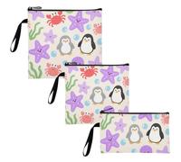 voucong Simpatico cartone animato viola stella marina pinguino 3 pezzi riutilizzabile cerniera snack borsa portatile ragazzi borse pranzo per donne ragazze viaggio