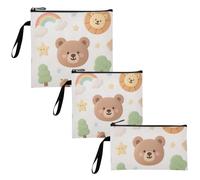 voucong Simpatico orsacchiotto marrone arcobaleno in 3 pezzi riutilizzabili da viaggio borsa da viaggio portatile per donne ragazze viaggio