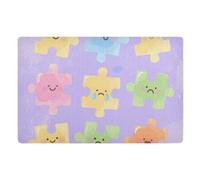 voucong Simpatico puzzle colorato a basso profilo, 81,3 x 50,8 cm, retro in gomma antiscivolo, ultra sottile, per ingresso porta anteriore e posteriore
