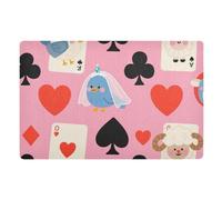 voucong Simpatico tappetino da poker blu con motivo uccellino, 81,3 x 50,8 cm, in gomma antiscivolo, assorbente, per ingresso e porta anteriore e posteriore